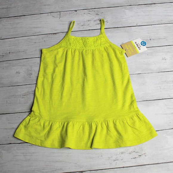 Carter's Baby Girl Summer Tunic Top Size 24 Months Lime Green Eyelet - Picture 1 of 7